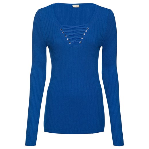 Sweter damski Bonprix niebieski bez wzorów