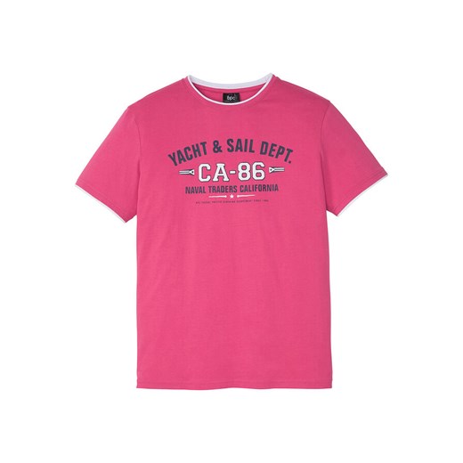 T-shirt męski różowy Bonprix z krótkim rękawem 