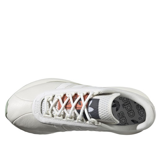 Buty sportowe damskie Adidas wiązane białe bez wzorów z zamszu 