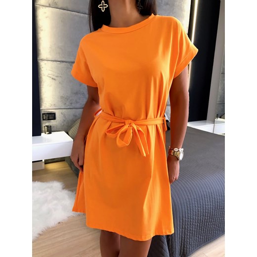 Sukienka Modnakiecka.pl mini trapezowa na co dzień z krótkim rękawem 