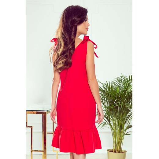 Czerwona sukienka Numoco z elastanu bez wzorów 