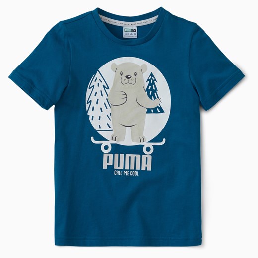 PUMA Animals Suede Kids' Tee, Niebieski, rozmiar 104, Odzież  Puma  PUMA EU