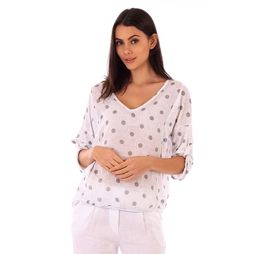 Le Monde du Lin Lniana bluzka w kolorze białym