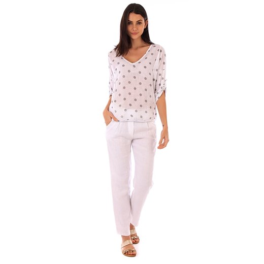 Le Monde du Lin Lniana bluzka w kolorze białym