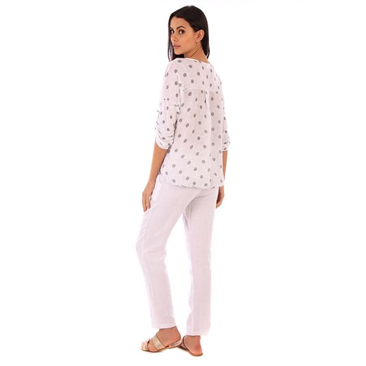 Le Monde du Lin Lniana bluzka w kolorze białym