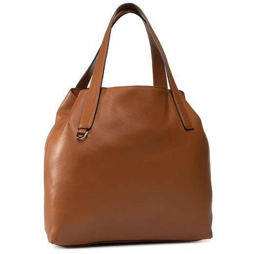 Shopper bag bez dodatków brązowa na ramię elegancka matowa 