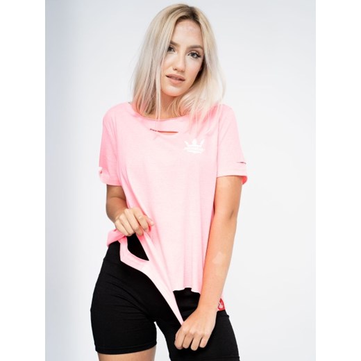 Damska Koszulka Oversize Z Rozcięciami Jigga Wear Crown Cut Różowa Jigga Wear  L UrbanCity.pl promocyjna cena 