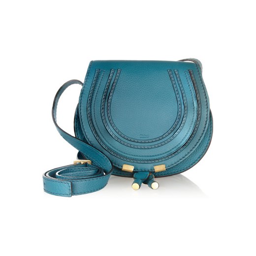 The Marcie mini textured-leather shoulder bag net-a-porter turkusowy mini