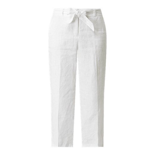 Spodnie damskie białe Cambio gładkie lniane 