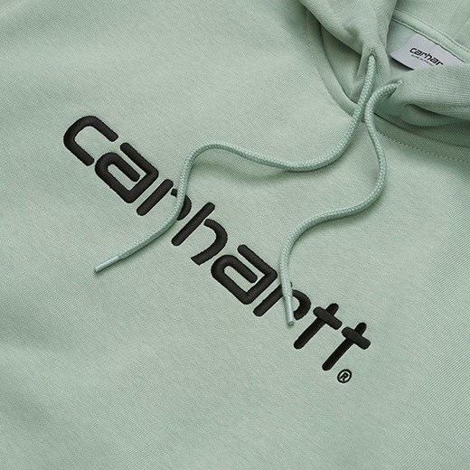 Bluza męska Carhartt WIP Hooded Carhartt Sweatshirt I027093 FROSTED GREEN/BLACK Carhartt Wip   sneakerstudio.pl