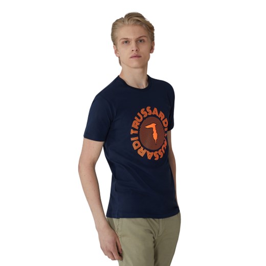 T-shirt męski Trussardi Jeans granatowy w stylu młodzieżowym 