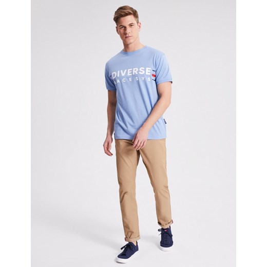 T-shirt męski Diverse niebieski z krótkimi rękawami 