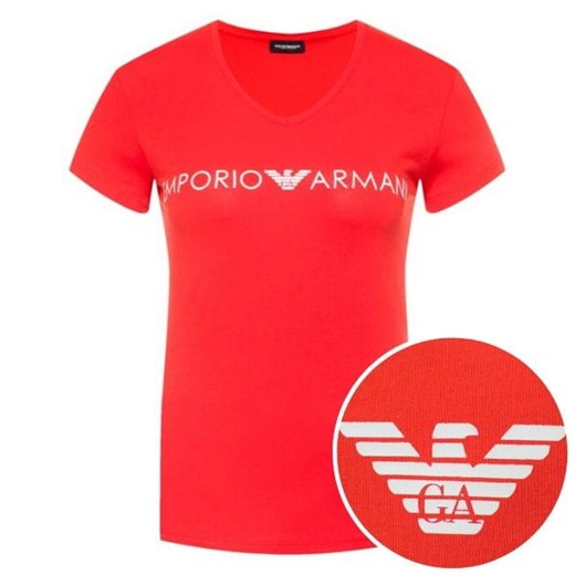 T-shirt EMPORIO ARMANI czerwony damski STRETCH