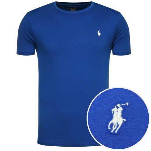 t-shirt męski ralph lauren gładki niebieski