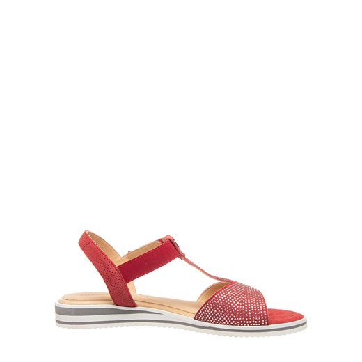 Skórzane sandały "Rebecca" w kolorze czerwonym na koturnie