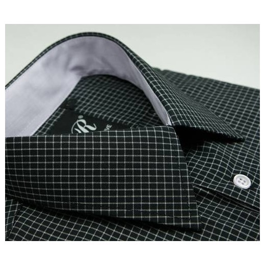 Koszula czarna w kratę S 37-38 176/182 kr. SLIM LINE krzysztof czarny elegancki