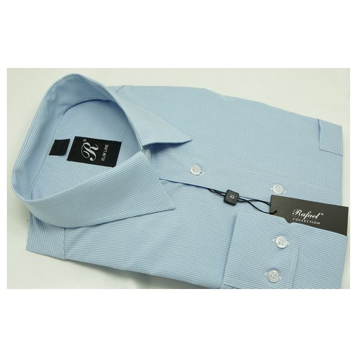 Koszula w drobną kratkę  L 41-42 do 182 Slim krzysztof niebieski elegancki