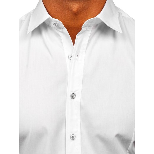 Koszula męska Denley bez wzorów biała z krótkim rękawem casualowa 