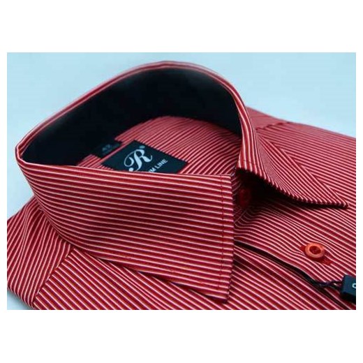 Koszula w prążki 50 182/188 dł. klasyczna krzysztof czerwony guziki