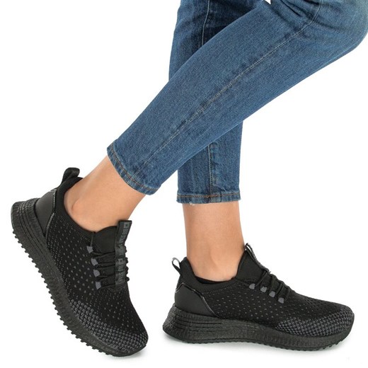 Czarne buty sportowe damskie BIG STAR sneakersy młodzieżowe z tkaniny 