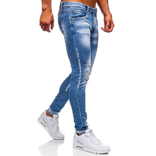 Granatowe jeansowe spodnie męskie skinny fit Denley KX522  Denley S okazja  