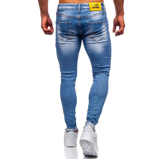 Granatowe jeansowe spodnie męskie skinny fit Denley KX522 Denley  L wyprzedaż  