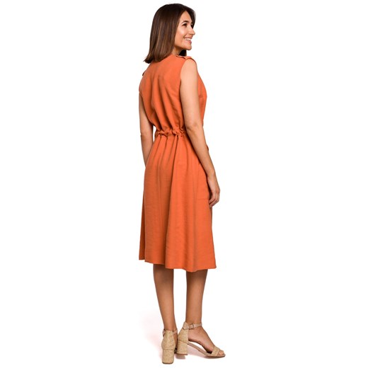 S208 Sukienka szmizjerka bez rękawów - pomarańczowa Style  XL (42) Świat Bielizny