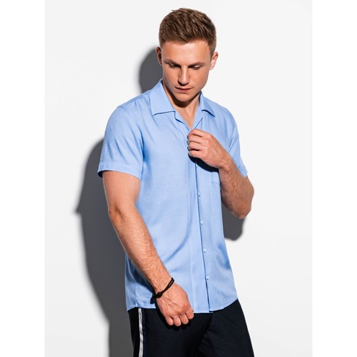 Koszula męska z krótkim rękawem K561 - błękitna  Ombre L promocja  