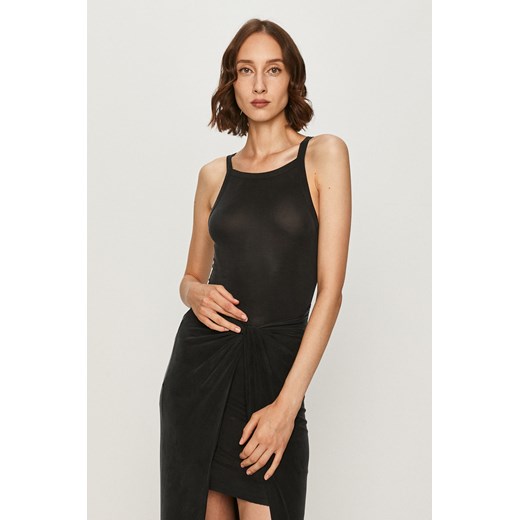 Czarna sukienka AllSaints asymetryczna maxi