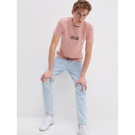 T-shirt męski House różowy z krótkimi rękawami 