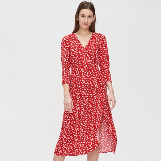 Sukienka Cropp w abstrakcyjnym wzorze midi w stylu boho z długim rękawem na spacer