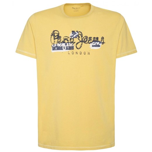 T-shirt męski Pepe Jeans z krótkim rękawem żółty z napisem 
