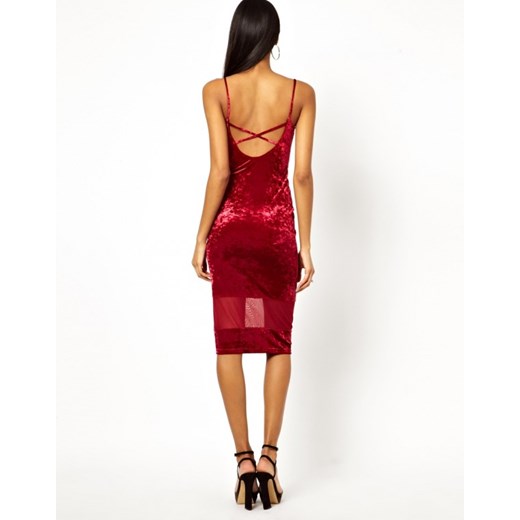 Asos Midi Ołówkowa Sukienka aleja-mody czerwony aksamitne
