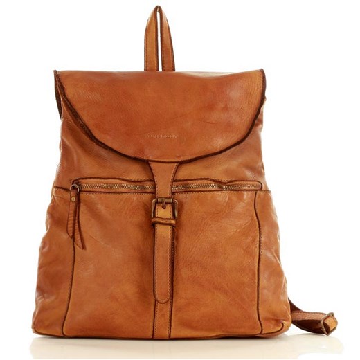 Marco Mazzini Plecak backpack skórzany handmade z klapką brąz camel Merg  One Size promocyjna cena merg.pl 