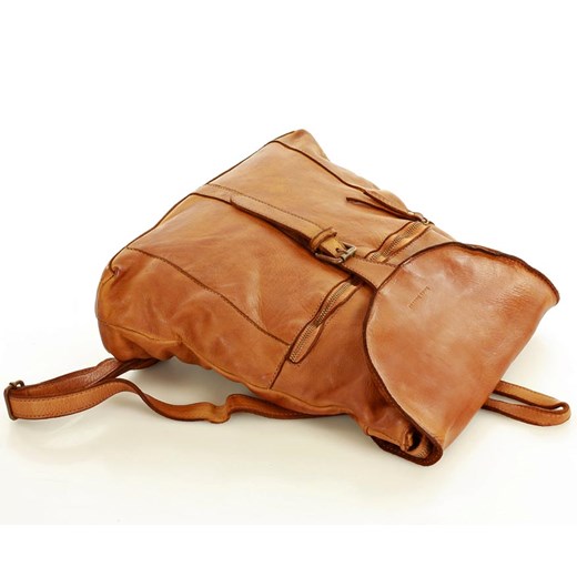 Marco Mazzini Plecak backpack skórzany handmade z klapką brąz camel Merg  One Size wyprzedaż merg.pl 