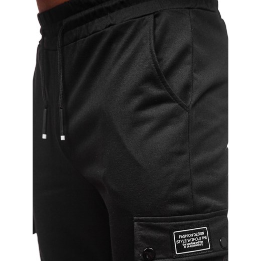 Czarne bojówki spodnie męskie dresowe Denley JX325  Denley M okazyjna cena  