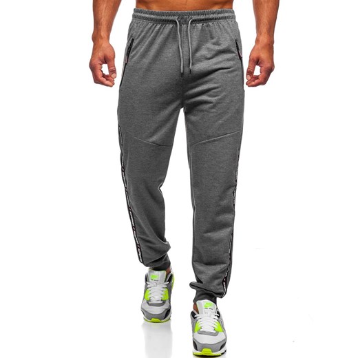 Grafitowe spodnie męskie dresowe Denley JX1015 Denley  2XL promocja  