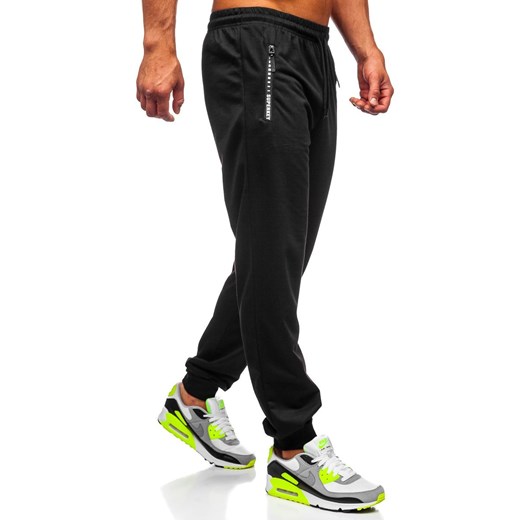 Czarne spodnie męskie dresowe Denley JX1010 Denley  M okazyjna cena  