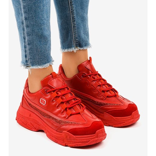 Sneakersy damskie Butymodne czerwone bez wzorów 