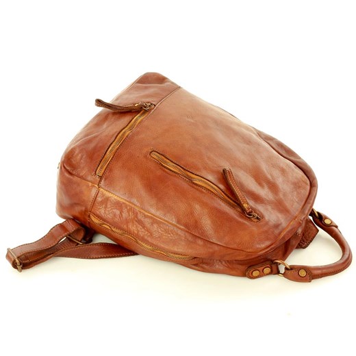 Marco Mazzini Plecak genuine leather handmade classic brąz camel  Merg One Size merg.pl promocyjna cena 