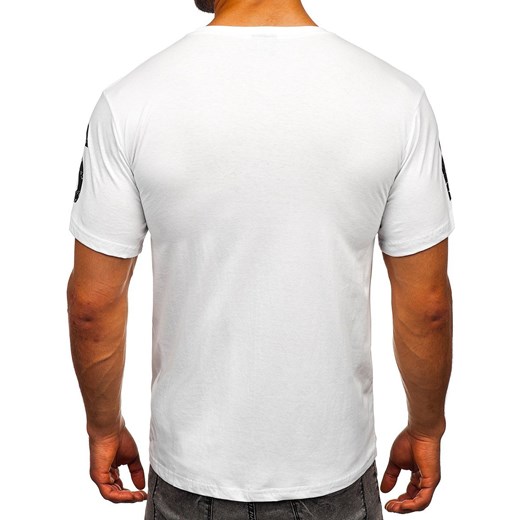 Biały t-shirt męski z nadrukiem Bolf 1180 L Denley okazyjna cena