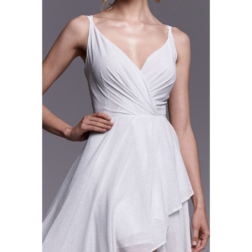 Sukienka biała Ella Boutique prosta z dekoltem v 
