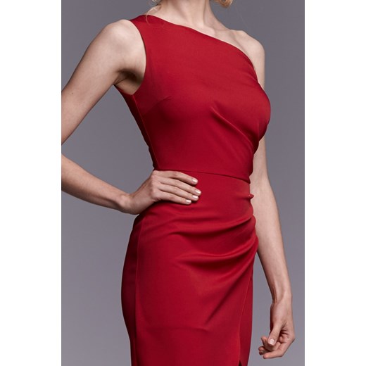 Sukienka czerwona Ella Boutique bez wzorów bez rękawów dopasowana 