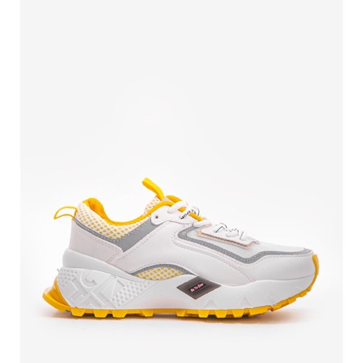 Białe sneakersy sportowe z żółtymi wstawkami RAL-69 37 gemre