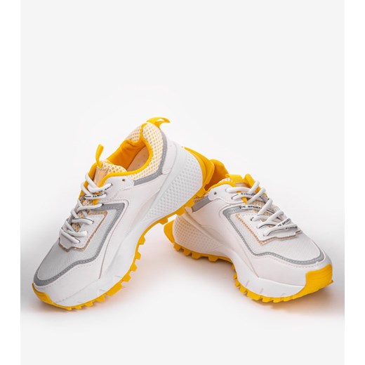 Białe sneakersy sportowe z żółtymi wstawkami RAL-69 39 gemre