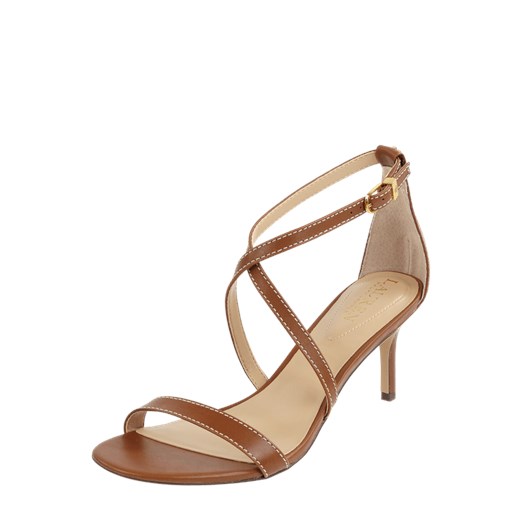 Brązowe sandały damskie Ralph Lauren skórzane na lato gładkie eleganckie 