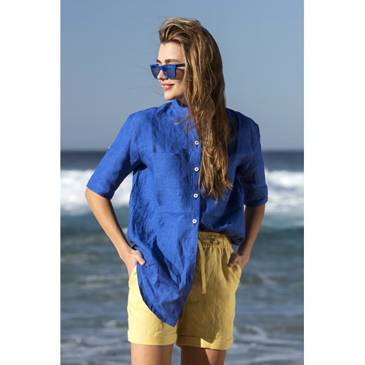 Koszula damska Nessi Sportswear niebieska z długim rękawem z haftem 