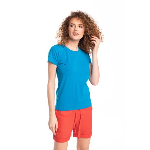 Bluzka damska niebieska Nessi Sportswear casualowa z okrągłym dekoltem z krótkimi rękawami bawełniana 