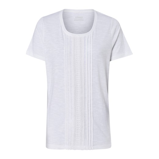 Bawełniany T-shirt z haftowanym motywem 11103658 Season Favourite Biały 34 Olsen 34 wyprzedaż eOlsen