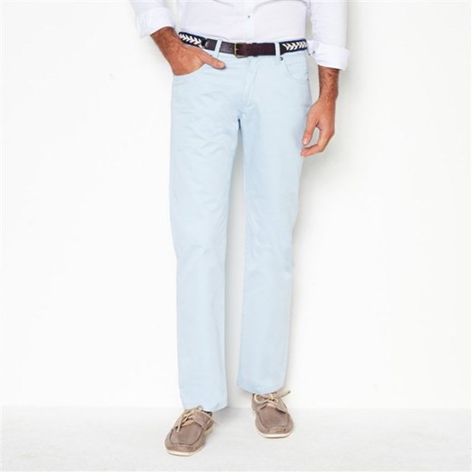 Spodnie z 5 kieszeniami, satyna bawełniana, krój prosty, długość 32 la-redoute-pl bialy klasyczny